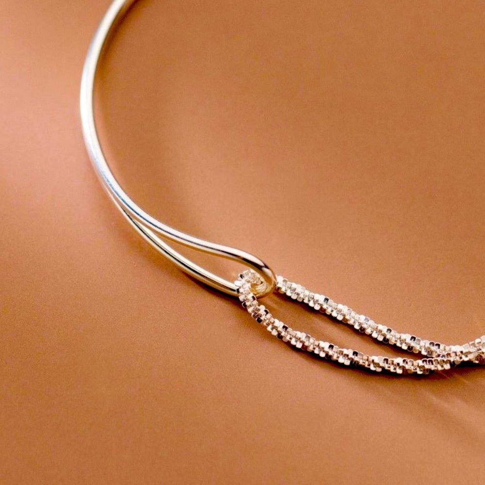 Licol Bracelet Italy .925 Silver Mixed Tubular + Chain Style - Picture 14 of 15